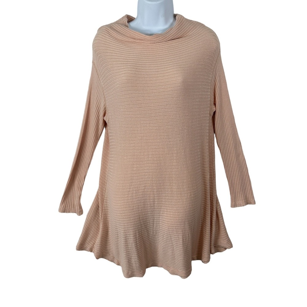 Free People Womens Medium Top Sweater Ribbed Sweater Stretch Long Sleeve Cutout